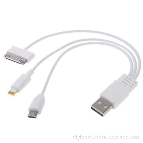 3-in-1 USB 2.0 Micro USB Multifunctional Dual USB Charger Data Cable for iPhone and Other Phones